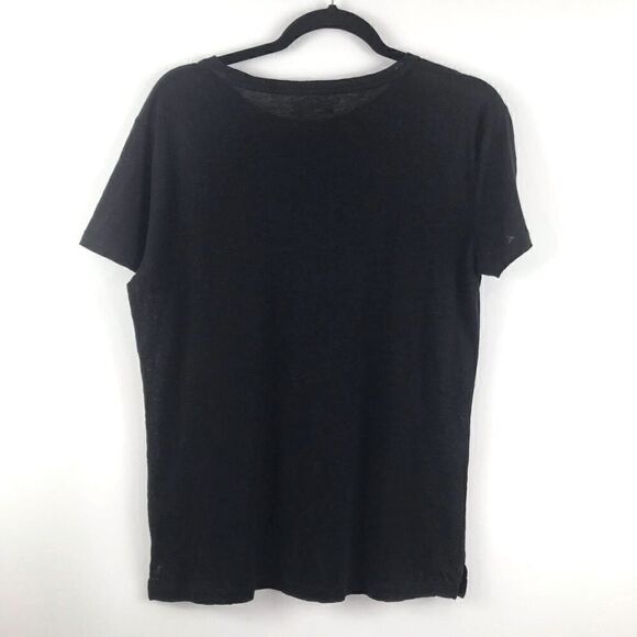 Madewell Black lightweight t shirt top with silver beaded front detailing - Picture 5 of 9